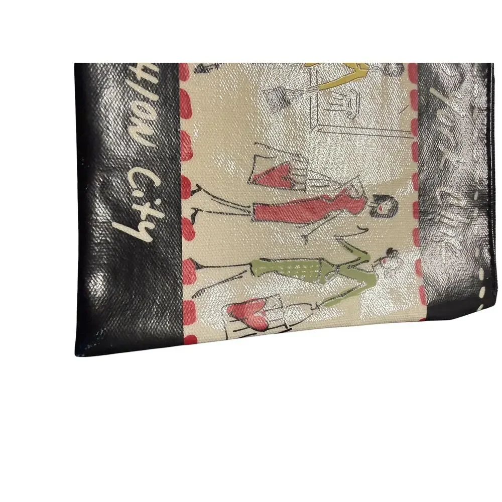 Brighton Downtown Chic Fashion City Pouch Coated Canvas Makeup Bag Silver Heart